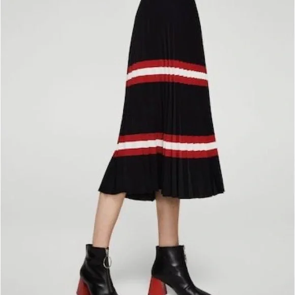 Mango stripe pleated midi skirt - Memorial Day/Fourth of July style - Picture 2 of 8